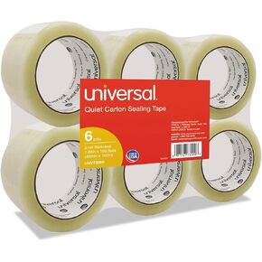 Universal UNV73000 Quiet Acrylic 1.88 in. x 3 in. x 110 yds. Box Sealing Tape - Clear (6/Pack)