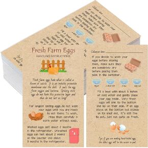 200 Pcs Fresh Farm Eggs Handling Instructions Fresh Eggs Cards Label Eggs Design Business Card Chicken Eggs Collection Date Care Labels for Fresh Farm Eggs (2 x 3.5 Inch)