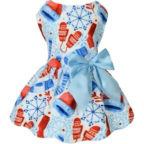 Doggie Christmas Dress,Lightweight Velvet Dog Costume Puppy Clothes, Cat Holiday Outfit for Winter(Ice Blue M)