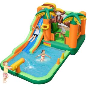 BOUNTECH Inflatable Water Slide, Bounce House Water Slide with Long Slide, Splash Pool, Climbing Wall for Outdoor, Blow up Bouncy Castle Water Slides Inflatables for Big Kids Backyard Party Gifts