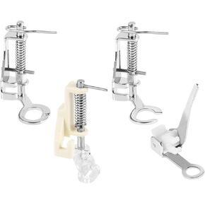 4-Piece Large Metal Darning/Free Motion Presser Foot Set for Singer Brother Janome and More Sewing Machines, Includes Close Toe& Open Toe& Quilting Foot& Embroidery Foot for Sewing Machine Accessories