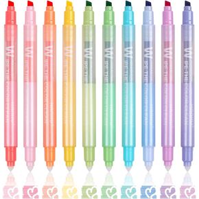 Erasable Highlighters,10 Colors,Cute Erasable Highlighter for Bibles Journaling Supplies,Pastel Highlighters Assorted Colors,Soft Chisel Tip No Bleed Through,Aesthetic Highlighters Erasable
