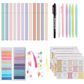 28Pcs Bible Study Journaling Kit with 12 Bible Highlighters and 90 Bible Tabs, 6 Smooth Writing Pens and 2 Cute Bookmarks, 2 Sets Sticky Tabs for Women & Men School Office Bible Study Supplies
