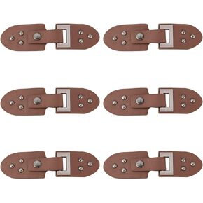 FINGERINSPIRE 6 Pairs Leather Sew-On Toggles Closures Coconut Brown PU Leather Snap Toggle with Rivets Metal Leather Clasp Fastener Replacement Snap Toggle for Shoes Coat Jacket Bags DIY Craft