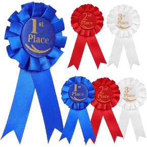 OperItacx 6 PCS Award Ribbon Set Ribbons First و Second and Third ، Blue White Red Medal Ribbon Honorable Ribbon لمسابقات المنافسة الحدث الرياضي