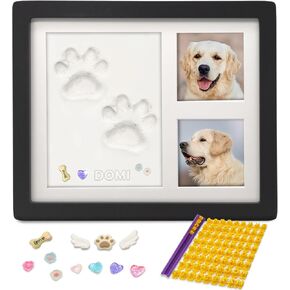 MyPawlets Dog أو Cat Pet Paw Print Armonsial مع حلي ، ومجموعة طباعة PAW التذكارات منطقة طين كبيرة ، إطار صورة مميزة للكلاب الخشبية ، هدية مطبوعة مخصصة لعشاق الحيوانات الأليفة -الأسود