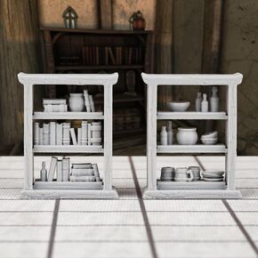 2PCS RPG مجموعة مصغرة - خزانة كتب وحدائية لألعاب DND واللوح ، مثالية لأجهة الأسياد المحصنة - البلاستيك المطبوع ثلاثي الأبعاد