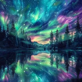 Momdedp Aurora Diamond Painting Kits للبالغين - مجموعات فن Aurora Diamond للبالغين المبتدئين ، DIY Diy Cloy Diamond Dots مع Diamonds 5D Borealis Gem Art and Crafts Wall Decor