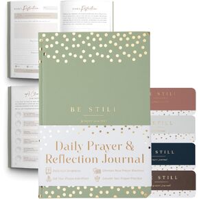 Daily Scriptures Prayer Journal for Men and Women: 5.5x8" Bible Study and Prayer Tracker, Christian Gift for Spiritual Growth, Devotional Journaling, and Reflection, Sage Green with Gold Dots