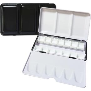 Jinberry Metal Watercolor Tin with Fold-Out Mixing Palette, Multi-Functional Empty Watercolor Palette with Pans Paint Tray Palette for Plein Air, Watercolor, Acrylic and Oil Painting