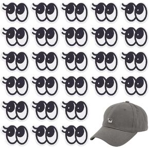 FINGERINSPIRE 200 Pcs Eyes Sew On Patches Non-Woven Black Color Eyes Sewing Appliques Eye & Eyelash Cloth Patches Costume Accessories for Clothing Repair Jackets Dress Doll DIY Eyes Decoration