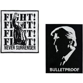 Bulletproof Trump Embroidered Iron on Patches, MAGA Badges, 2 Pack