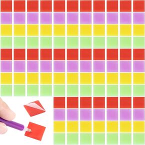 Pndeyo 140pcs Diamond Art Wax, 2 x 2cm Diamond Art Painting Refills Glue Clay, Embroidery Cross-Stitch Painting Tool Accessories for DIY 3D Diamond Art Painting- Green & Purple & Red & Yellow