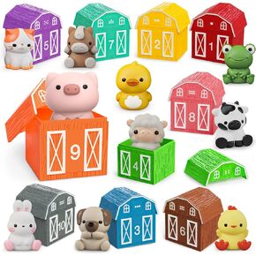 Learning Toys for 1 2 3+ Year Old Toddlers, 20pcs Farm Animals Barn Toys Finger Puppets for Kids,Montessori Counting Matching & Color Sorting Toy Set,Easter Christmas Birthday Gift for Baby Boys Girls