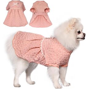 TONY HOBY Dog Dress, Dog Party Dress, Dog Summer Outdoor Dress, Soft and Lightweight Pink Dog Tutu for Small Medium Dog (Pink, Flower, L)
