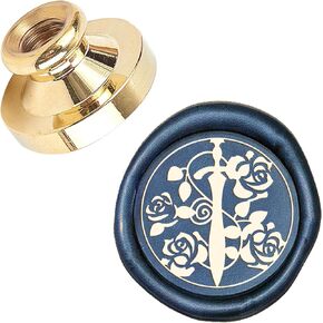 CRASPIRE Rose Wax Seal Stamp Head Replacement in The Sword 25mm Vintage Sealing Wax Stamp Heads Only No Handle for Envelopes Cards Invitations Wedding Halloween Christmas New Year Party