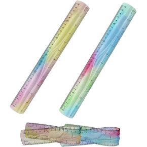2 Pcs Flexible Ruler 12 Inches Bendable Ruler Soft Ruler for Kids Students Inches and Metric Ruler for Schools, Homes, Offices
