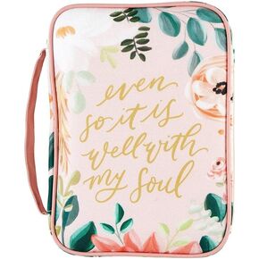 Creative Brands Faithworks-Canvas Bible Cover with Carry Handle and Zipper Closure, 7 x 10-Inch, Even So It is Well