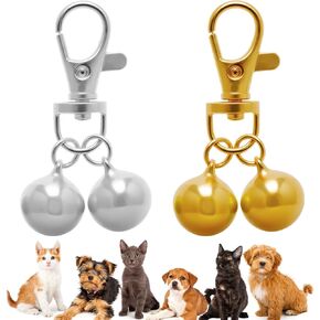 Cat Bell for Dog Twlar Charm Accessories Petant Presants ، 2 PCS Bells لترابط الكلاب ، وملحقات جرس الحلقة المعلقة للحيوانات الأليفة للكلاب والقط ، جرس كات كات بصوت عالٍ مع مقاطع شديدة التحمل المفاجئة