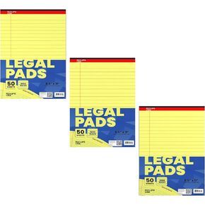 Notepads, Legal Pads, Note Pads 8.5 x 11, Legal Wide Rule Notepad, Canaray Yellow, Chipboard Back, Writing Pad, Office Supplies, 50 Sheets Per Pad (3 Pack)