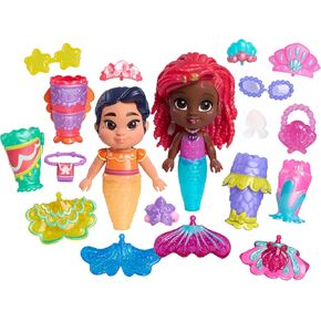 Just Play Disney Junior Ariel Pop Tails Deluxe 7.5-inch Doll and Accessories Set, 19-Pieces, Kids Toys for Ages 3 Up