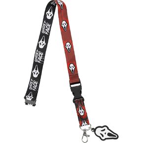 Ghostface Mask Black & Red Lanyard With ID Sleeve