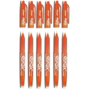 Pilot Orange Frixion Rollerball Erasable Pens Pen 0.7mm Nib Tip 0.35mm Line BL-FR7 (Pack of 6)