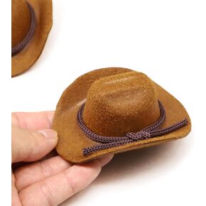 Dollhouse Cowboy Hat, Miniature Cowboy Hat, 1:12 Scale Miniature Soft Cowboy, Mini Hat, Brown/Black, American Old West Hat, for Dollhouse Craft Supplies (2PCS) (Brown)