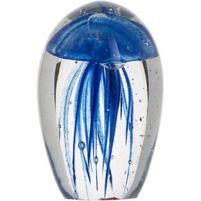 Beachcombers 2.75" Glass Blue Jellyfish Paperweight Blue