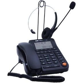 Home Office Phone with Headset JeKaVis J-P17 Call Center Phone and Headphone Corded Phone with Caller ID Multi Functional Landline Telephone for Business Desktop Wired Telephone