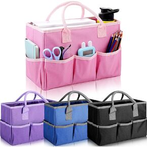 Tellyou 4 PCS Art Craft Organizer حقائب تخزين حقائب مع عدة جيوب وتعامل مع منظم 600D Oxford للمعلمين SCRABBOOKING TOLAD