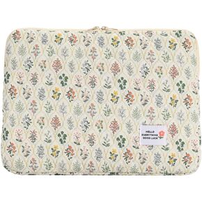 Cute Floral Laptop Sleeve Case Bag Kawaii Aesthetic Laptop Sleeve Protective Soft Pad Bag Aesthetic Computer Carrying Case Bag Zipper Cover Compatible with 13" Notebook