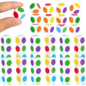 48 PCS DOT DOT DICE 16MM 6 Side Dice Bulk Banner على كل وجه مكعبات تدريس صغيرة مستديرة الزاوية الزاوية في الفصول الدراسية التعليمية لعبة Mathing Game Glay Rolling
