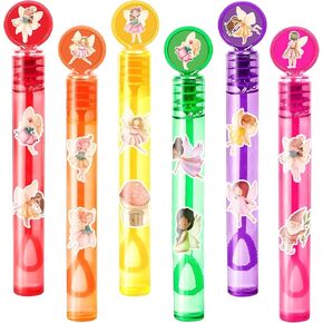24pcs Fairy Diy Bubble Wands مع 96pcs ملصقات - لحفلات الحفلات لأكياس Goodie ، وأشجار بيناتا ، ومستلزمات أعياد الميلاد بالفقاعة المصغرة ، وهدايا الألعاب ، وجوائز الفصل للأطفال الصغار ، والأولاد والبنات
