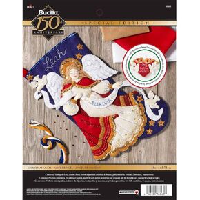 Bucilla Christmas Angel Stocking Kit, Blue, gold, white