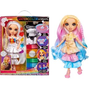 Rainbow High Watercolor & Create Fashion DIY Doll with Washable Watercolors + Tie-Dye Kit, Brown Eyes, Curled Hair, Bonus Top & Shoes. Color, Create, Play, Rinse and Repeat. Creative 4-12+