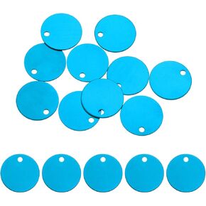 MECCANIXITY Metal Stamping Tags,1 Inch Round Blue Aluminum Stamping Blanks for Necklace Bracelet Dog Pet ID Jewelry Making 10Pcs