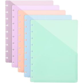 5 Pack Discbound Dividers, 7 x 9.37'' Disc Planner Dividers, Discbound Dividers with One Front Pockets, 9 Disc Bound Notebook Dividers with Pockets, Multicolor Dividers Planner Accessories for Office