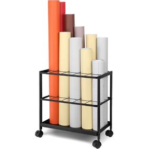 Premium Blueprint Storage Rack Cart - 15 Slots Metal Blueprint Holder with Double-Layer Grids Ensures Secure, Non-Slip Storage, Organizing Posters, Architectural Plans, and Artwork Stably.