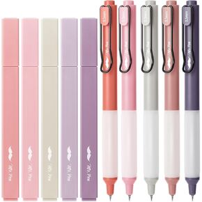 Mr. Pen- Aesthetic Highlighters and Gel Pens, 10 Pack, Cute Highlighters Assorted Colors, Black Ink Aesthetic Gel Pens 0.5mm, Cute Highlighter Pens, Highlighters, Pastel Highlighters