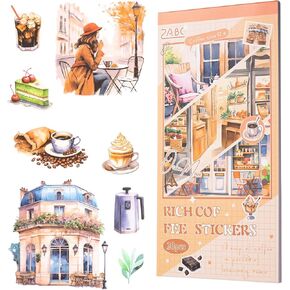 Journaling Sticker Book, 20 Sheets Scrapbook Stickers, Junk Journal Supplies, Pre-Cut Aesthetic PET Materials, Watercolor Scrapbooking for Adults, Decorative Ephemera Planner Arts Craft
