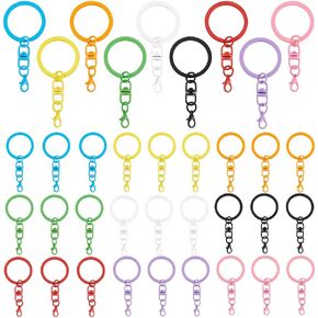 PH PandaHall 36pcs 9 Colors Keychain Rings with Chain Lobster Claw Clasps, 30mm Colored Key Chain Rings Metal Split Key Ring Key Holders for DIY Key Chain Crafts Jewelry Making Home Office