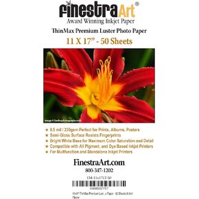 11" X 17" ThinMax Premium Luster Inkjet Photo Paper - 50 Sheets