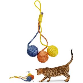 Cat Toy Sisal Ball Hanging Cat Toy Handmade Cat Rope Ball Chew Eco-Friendly Toy Pets Interactive Toy Cat Toys for Indoor Cats