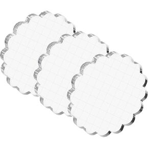 PATIKIL Acrylic Stamp Block, 3 Pack Stamping Block Round Shape with Lines Decorative Mounting Blocks Set for Scrapbooking DIY Crafts Card Making, 3.9" Diameter