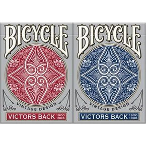 Bicycle Victors Back Vintage Design Play Cards 2 Deck Set 1 Red & 1 Blue