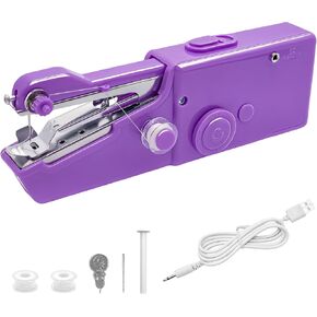 Handheld Sewing Machine Portable Stitching Machine for Beginners Mini Electric Sewing Machine for DIY, Various Fabric, Clothes, Travel White