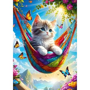 SAIMIUBO Diamond Painting Kits for Adults,Cat Full Drill Diamond Art Kits for Adults Beginners,Round 5D DIY Diamond Dots Paintings,Diamond Art Painting Home Wall Decor 12x16 inch