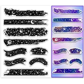 PH PandaHall Nebula Clear Stamps for Card Making Starry Sky Transparent Silicone Stamps Star Moon Rubber Stamp Paper Crafting Stamp for DIY Scrapbooking Journal Card Photo Album Decoration