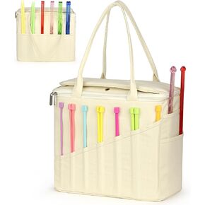 منظم كيس الكروشيه الكبير ، حقيبة حياكة لتخزين الغزل - حقيبة خيوط وحمل منظم ، حامل الغزل للكروشيه ، إكسسوارات الكروشيه ، خيوط الكروشيه ، هدايا باردة للكروشيهات ، أبيض in Kuwait